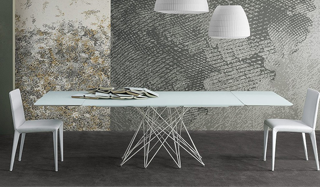 Bonaldo Octa Glass Dining Table Rectangular Extendible