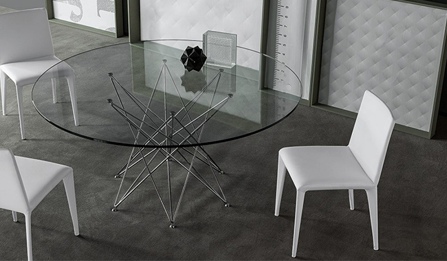 Bonaldo Octa Glass Round Dining Table Round