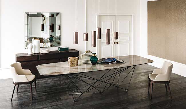 Cattelan Gordon Ceramic Dining Table Rectangular Rounded