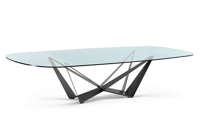 Cattelan Skorpio Glass Dining Table Rectangular Rounded