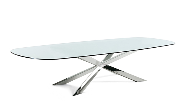 Cattelan Spyder Glass Dining Table Rectangular Rounded