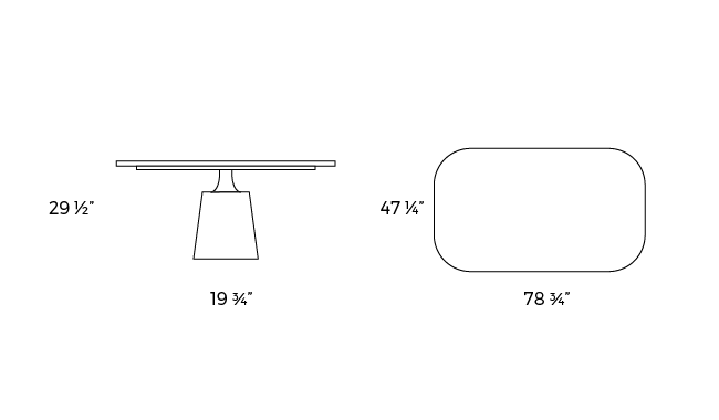 Cattelan Yoda Ceramic Dining Table Rectangular Rounded