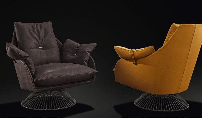 Gamma Gloss Leather Shell Swivel Lounge Chair